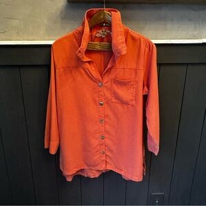 Soft Surroundings Tencel Coral Blouse Long Sleeve Shell Buttons size XL